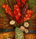 Still LIfe  Vase with Red Gladiolas