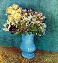 Vase with Flieder Margerites und Anemones