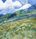 wheatfield with mountains in the background