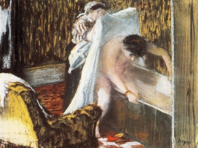 Femme sortant du bain Femme au bain Pastel sur monotype 23x31 cm Paris musee du Louvre