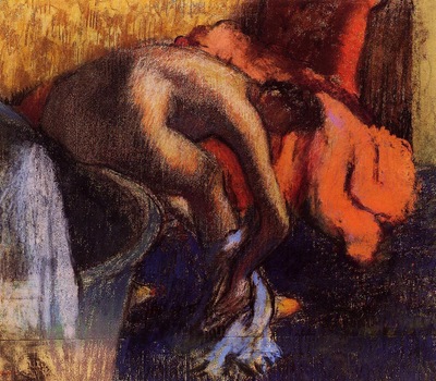 After Bathing Woman Drying Her Leg Private collection Drawing pastel