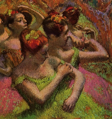 Ballerinas Adjusting Their Dresses circa 1899 Private collection Drawing pastel