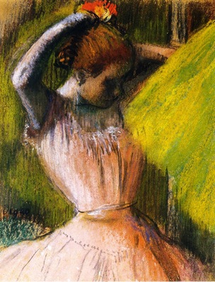Ballet Corps Member Fixing Her Hair circa 1900 1902 Private collection Drawing pastel