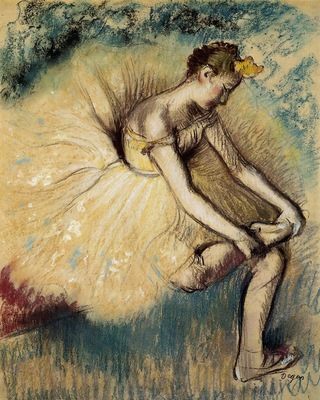 Dancer Putting on Her Slipper 1896 Private collection pastel
