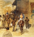 La Sortie du pesage aquarelle et gouache 11x17 cm Boston Gadner museum