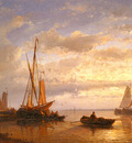 Hulk Abraham Dutch Fishing Vessels In A Calm At Sunset