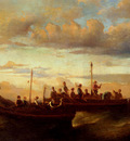 Monticelli Adolphe Joseph Thomas Italian Fishing Vessels At Dusk