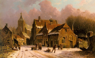 Eversen Adrianus A Village In Winter