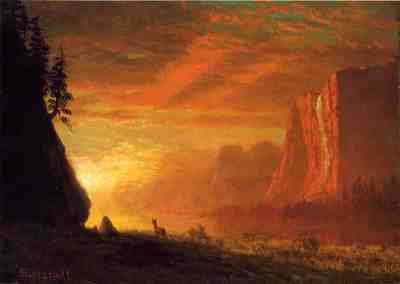 Bierstadt Albert Deer at Sunset
