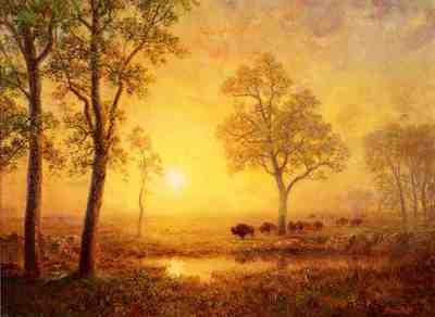 Bierstadt Albert Sunset on the Mountain