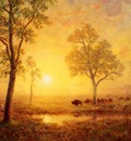 Bierstadt Albert Sunset on the Mountain