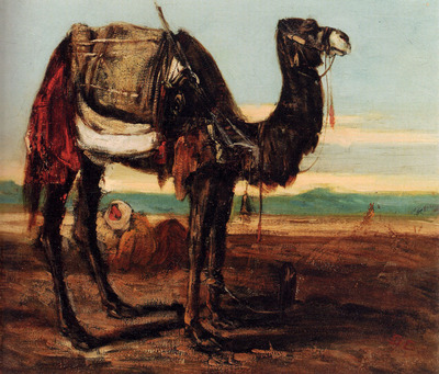 Decamps Alexandre Gabriel A Bedouin And A Camel Resting In A Desert Landscape