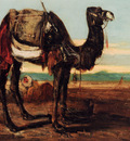Decamps Alexandre Gabriel A Bedouin And A Camel Resting In A Desert Landscape