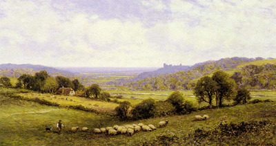 Glendening Alfred Augustus Near Amberley Sussex With Arundel Castle In The Distance
