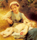 Perrault Leon Jean basile A Mother With Her Sleeping Child