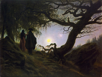 Man and woman contemplating the moon CDF