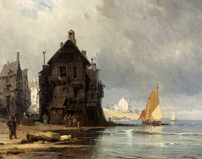 Kuwasseg Charles Euphrasie A Coastal Scene In Normandy