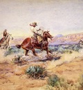 Russell Charles Marion Roping a Wolf