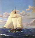 Eckersberg Christopher Wilhelm En Dansk Yacht Passerer Stevns