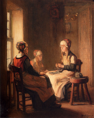 Bail Joseph A Interior With Marken Girls Knitting