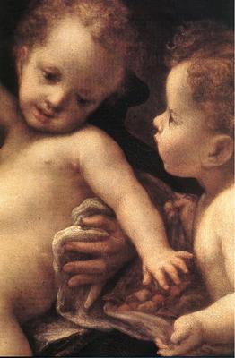 correggio virgin and child with an angel detail