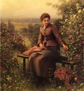 Knight Daniel Ridgway Seated Girl with Flowers