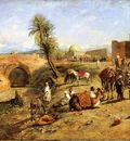 Weeks Edwin Lord Arrival of a Caravan Outside The City of Morocco
