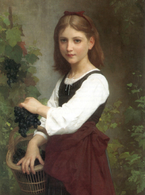 Bouguereau Elizabeth Jane Gardner Young Girl Holding a Basket of Grapes