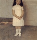A Portrait of a Standing Girl in White