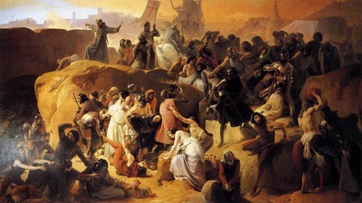 HAYEZ Francesco Crusaders Thirsting Near Jerusalem