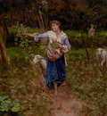Michetti Francesco Paolo A Shepherdess In A Pastoral Landscape