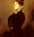 Lenbach Franz Von Portrait Of A Lady Wearing A Black Coat With Fur Collar