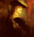 Lenbach Franz Von Portrait Of An Elegant Lady In Rubenesque Costume