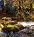 Bridgeman Frederick Arthur River Landscape with Deer