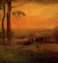 Inness George Pastoral Landscape At Sunset