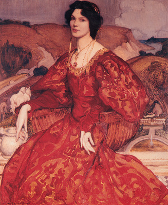 Lambert Sybil Walker in Red and Gold Dress