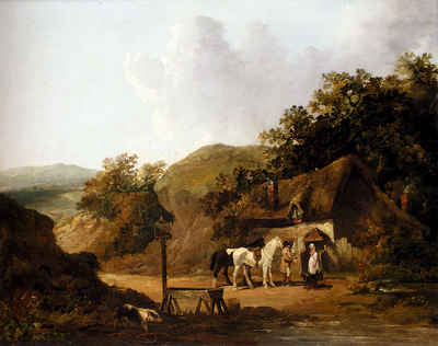Morland George Taking Refreshments Outside A Village Inn