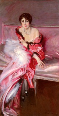 Boldini Giovanni Portrait Of Madame Juillard In Red