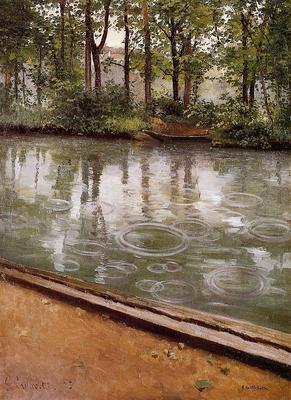 Caillebotte Gustave The Yerres Rain aka Riverbank in the Rain