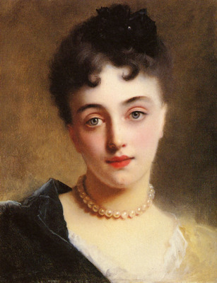 Jaquet Gustave Jean An Elegant Lady With Pearls