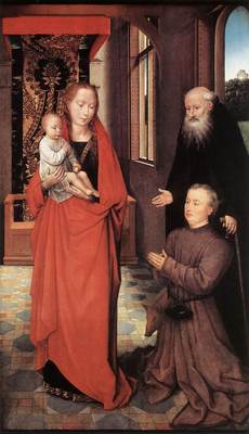 memling hans virgin and child with st anthony the abbot and a donor