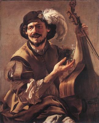 TERBRUGGHEN Hendrick A Laughing Bravo With A Bass Viol And A Glass