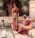 Ryland Henry Two Classical Maidens And A Swan