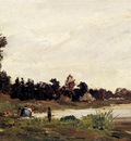 Delpy Hippolyte Camille Washerwomen In A River Landscape