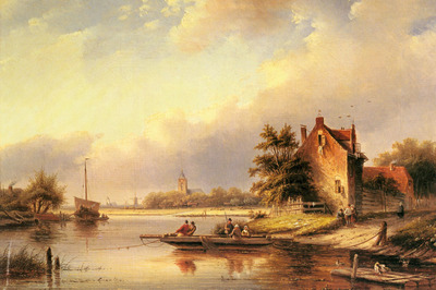 Spohler Jacob Jan Coenraad A Summers Day At The Ferry Crossing