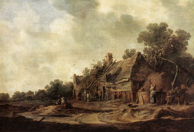 Goyen Jan van Peasant Huts with a Sweep Well