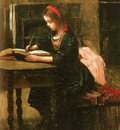 Corot Jean Baptiste Camille Fillete A L etude En Train D Ecrire