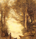 Corot Jean Baptiste Camille Le Joueur De Flute Du Lac D Albano