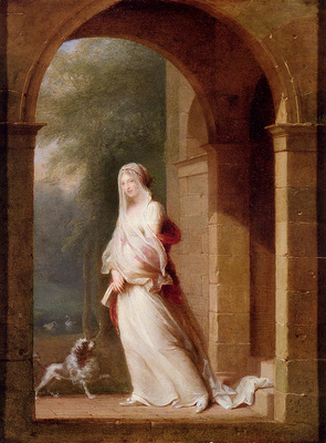Mallet Jean Baptiste A Young Woman Standing In An Archway