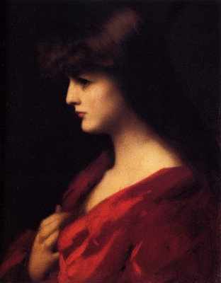 Henner Jean Jacques Study Of A Woman In Red